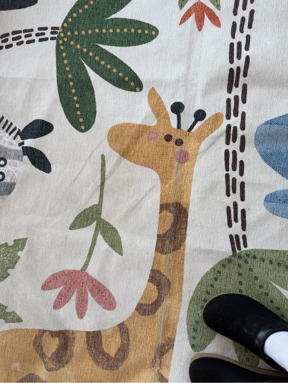 Children's Giraffe Print Bib - White with Mustard and Green Accents